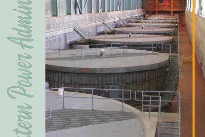 Annual Report cover showing the generators at the Russell hydro powerplant.