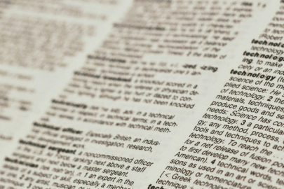 Pages of a dictionary