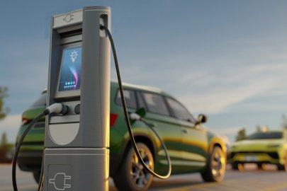 EV charger and vehicle.