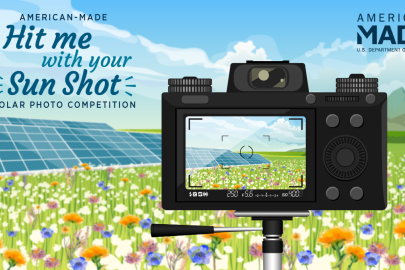 Wildflower field with solar panels. Camera taking photo of that.