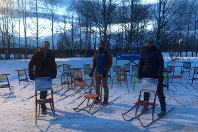 A break from meetings - kick sledding on the lake in Pitea, Sweden.