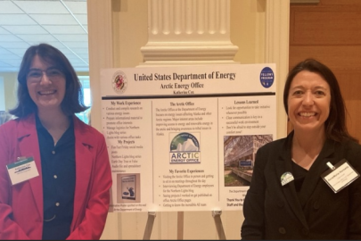 Katherine Cox and AnneMarie Horowitz at the University of Maryland Fellows Program Poster Session.