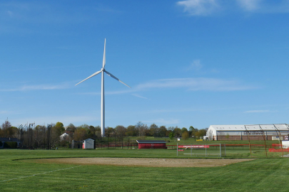 Distributed wind turbine near farm