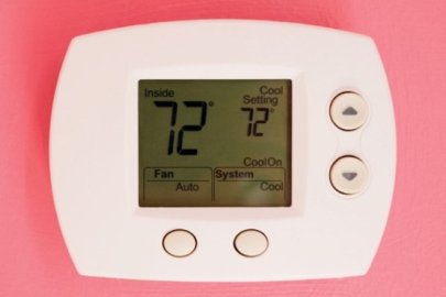 Thermostat on wall
