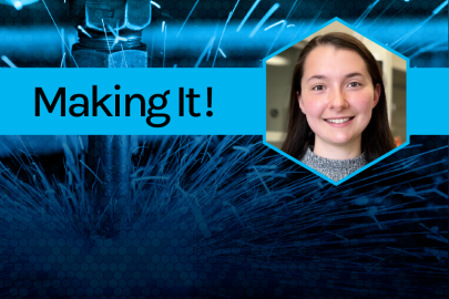 Photo of Emilie Lozier with text that reads "Making It!" 