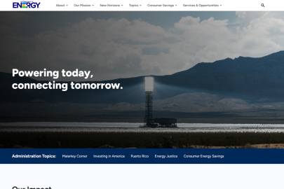 Screenshot of the redesigned Energy.gov website, circa 2024