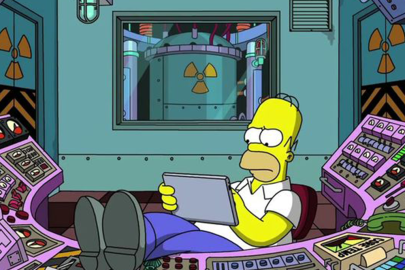 Homer Simpsons in a control room
