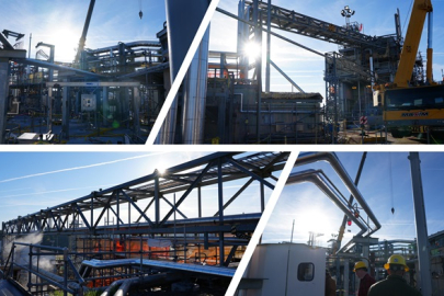 Collage of photos showing the efforts to modify or install utility lines aboveground in the Savannah River Site’s H Tank Farm