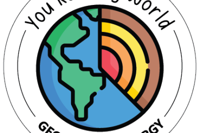You Rock My World | Geothermal Imagery | Cartoonish illustration of the world, with 1/3 of the surface cut away to reveal subsurface layers.