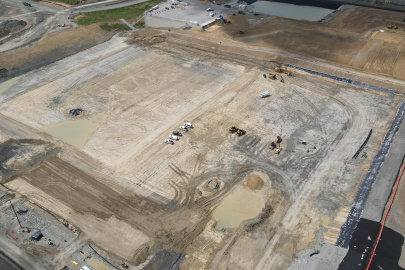 An aerial view of a large disposal facility