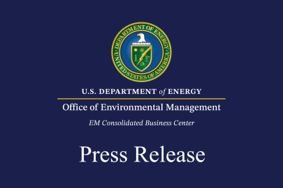 DOE Seal with EM Consolidated Business Center and Press Release on blue backgroun