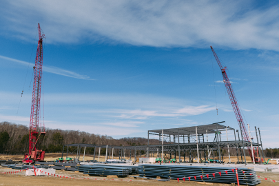 Construction equipment at X-energy's advanced fuel fabrication facility.