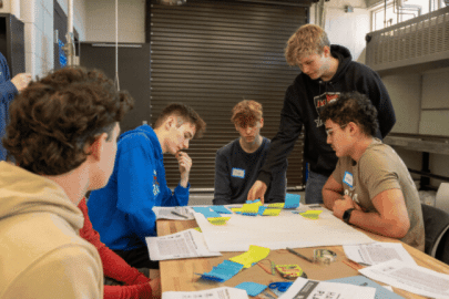 Rotating set of images of students participating in STEM activities