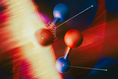 Two nitric oxide molecules are irradiated with an attosecond X-ray pulse and release an electron. This is an example of the photoelectric effect. 
