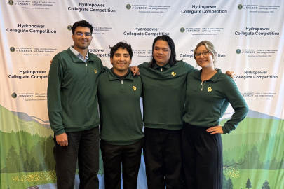 Students from California Polytechnic State University, San Luis Obispo pose shortly after winning the 2026 Hydropower Collegiate Competition. Photo courtesy of Ryan Ingwersen, National Laboratory of the Rockies