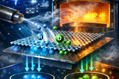 An atomically thin layer of a honeycomb-like filter which enables sub-atomic separations of isotopes of hydrogen, protons (H) and deuterons (D). 