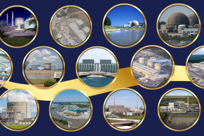 Photo collage of nuclear power plants