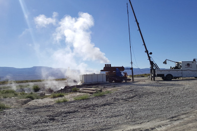 Photo of initial exploratory well drilling
