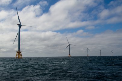 Wind turbines at sea.