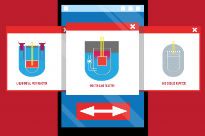 Photo of a phone with three photos of advanced reactors 