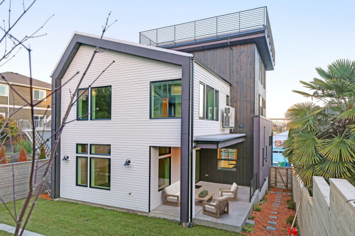Dwell Development built this 3,989-square-foot custom home in Seattle, Washington, to the high performance criteria of the U.S. Department of Energy Zero Energy Ready Home (ZERH) program.