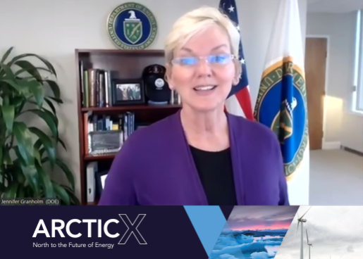 Energy Secretary Jennifer M. Granholm speaking at the virtual ArcticX Kickoff event.