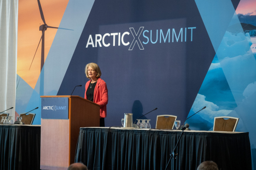 A speaker at the ArcticX Summit.