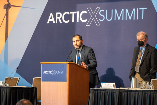 A speaker at the ArcticX Summit.