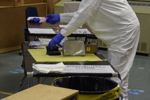 Austin Public Health hosted a Community Reception Center radiological material decontamination station. CRCs are where displaced people in the exercise could have gone to be assessed for contamination during the Cobalt Magnet 22 exercise.