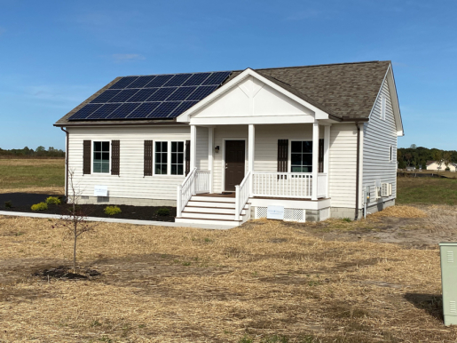 Energize Delaware’s ZeMod Program and Beracah Homes built this 1,209-square-foot affordable home in Lincoln, Delaware, to the high performance criteria of the U.S. Department of Energy Zero Energy Ready Home (ZERH) program.