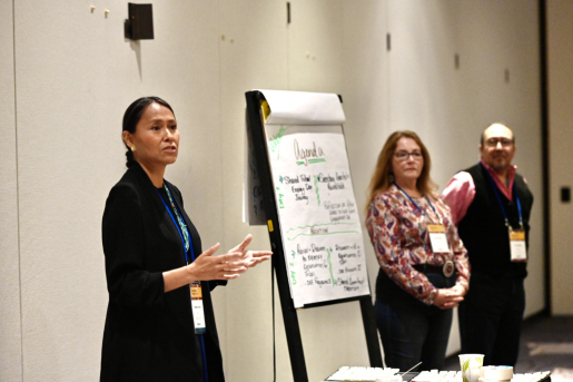 Office of Indian Energy director Wahleah Johns joins the tribal leader caucus at the 2022 Tribal Clean Energy Summit in Washington, DC.