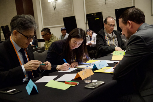 Attendees participating in the tribal leader caucus at the 2022 Tribal Clean Energy Summit.