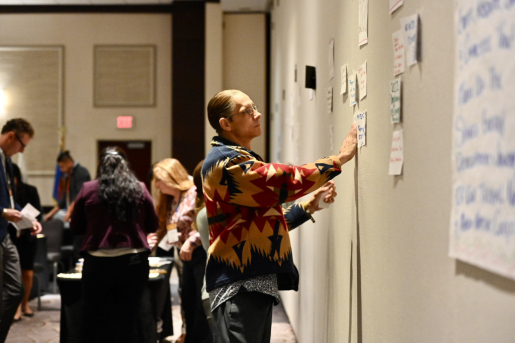 Attendees participating in the tribal leader caucus at the 2022 Tribal Clean Energy Summit.