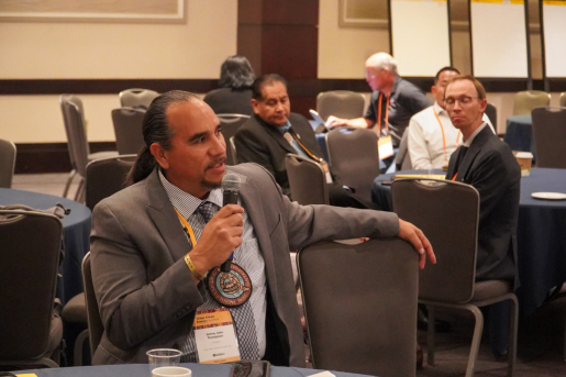 Attendees participating in the tribal leader caucus at the 2022 Tribal Clean Energy Summit in Washington, DC.