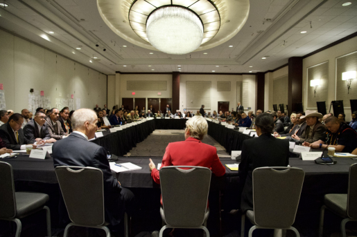 Secretary Jennifer M. Granholm and Office of Indian Energy director Wahleah Johns lead a nation-to-nation roundtable discussion.