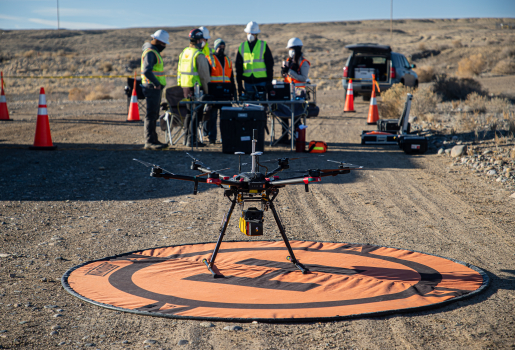 A drone prior to flight at the Shiprock, New Mexico Disposal, January 2022