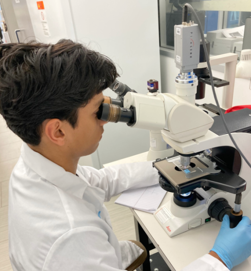 Ashwin using hemocytometer