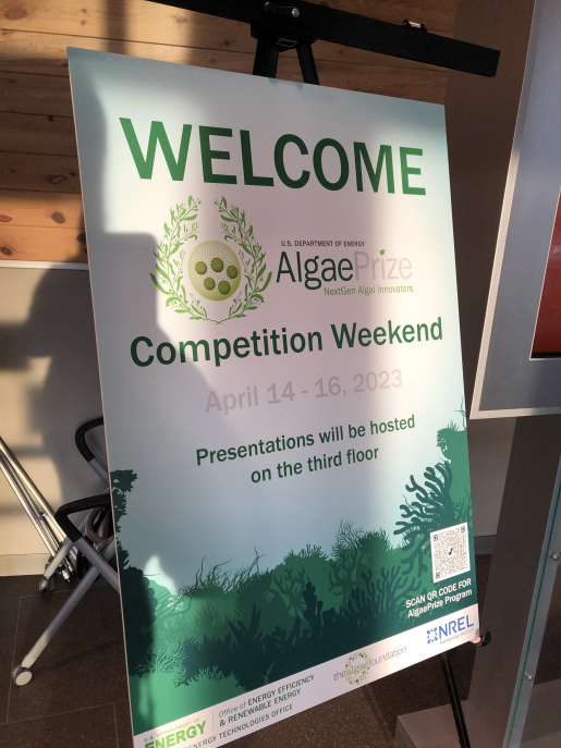 A photo of the welcome sign for Algaeprize