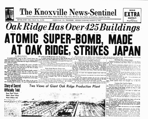 Black and white photo the front page of a newspaper.