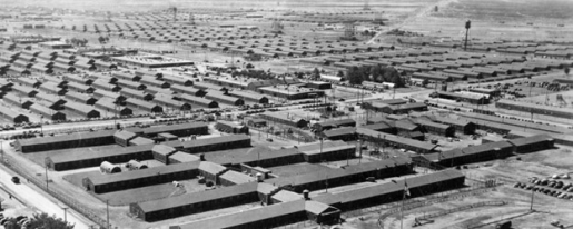 Aerial view of construction camp