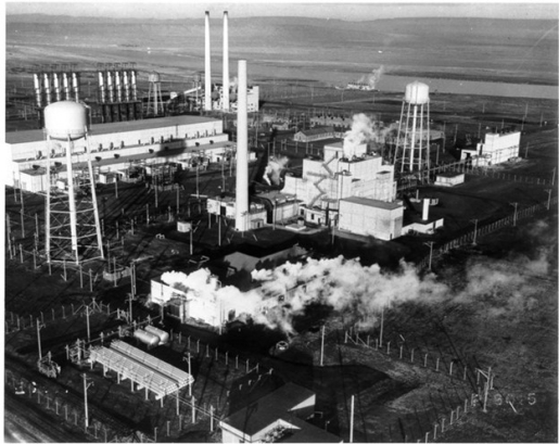 Aerial view of a large factory campus