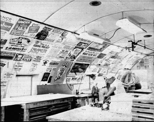 The inside of an old paint and print shop