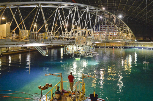 Wave energy device being tested