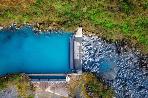 Aerial shot of a dam