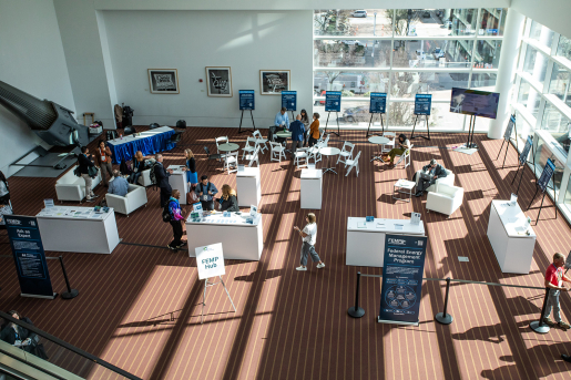 A top-down view of part of the conference area.