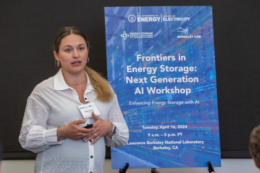 Alyona Teyber from SLAC National Accelerator Laboratory presents at the Frontiers in Energy Storage workshop. 