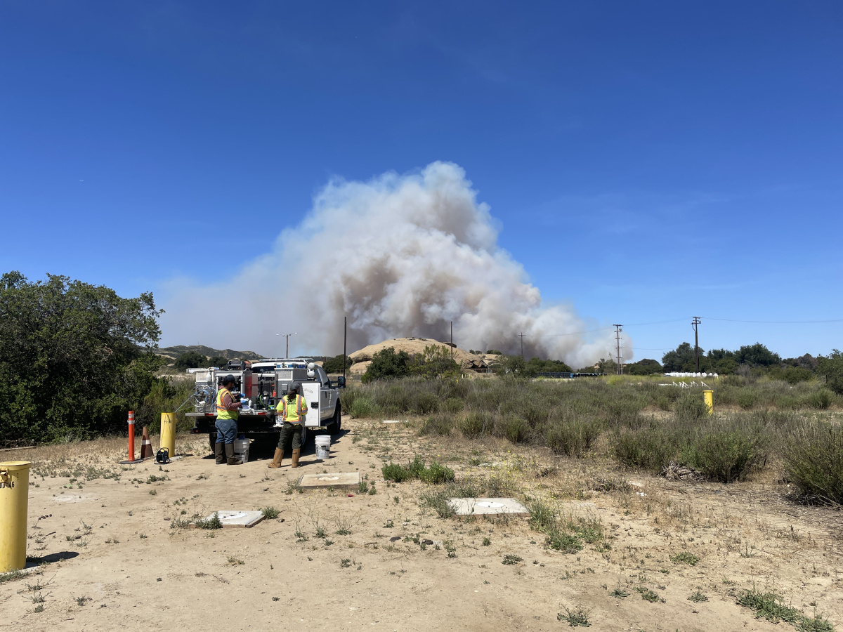 DOE workers observe Sandy Fire