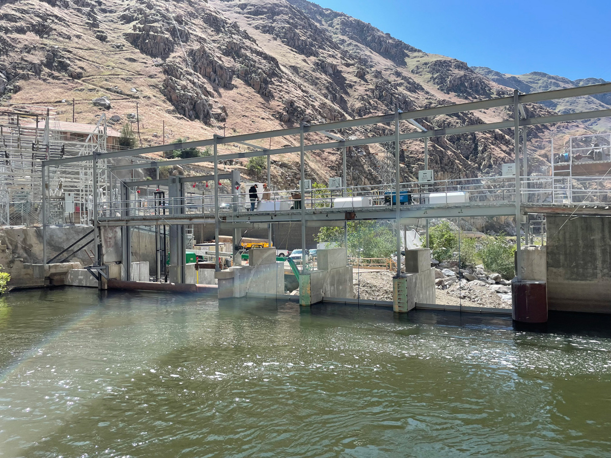Dam's repaired intake structure after the 2017 rockslide. 