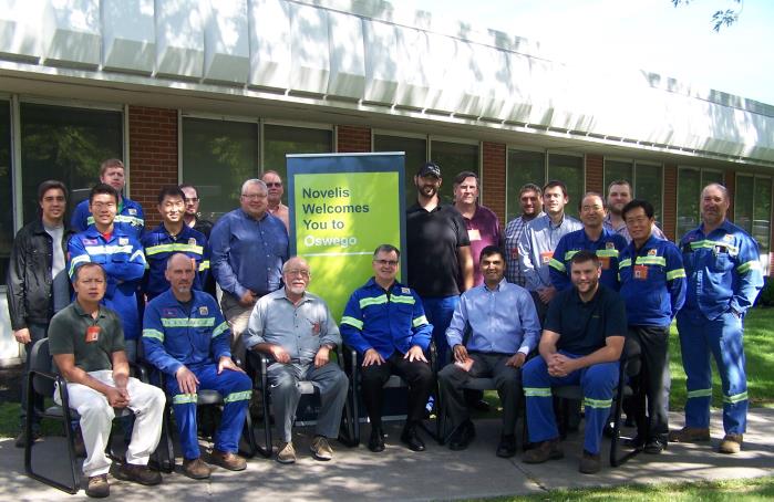 Participants of the In-Plant Training on process heating at Novelis' Oswego Works plant in New York. Participants at the August 2014 INPLT at Novelis' Oswego Works plant.
