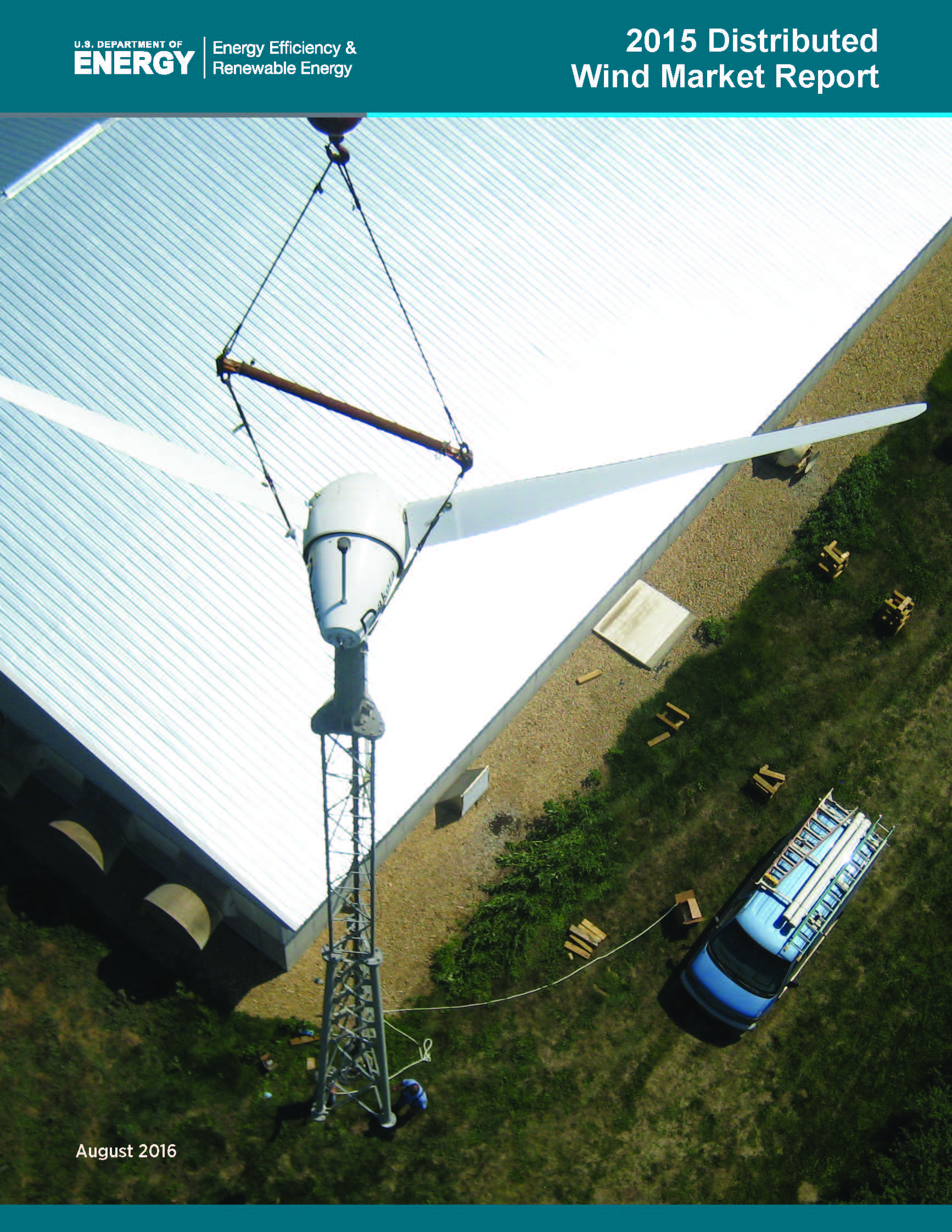The cover for 2015 Distributed Wind Market Report.